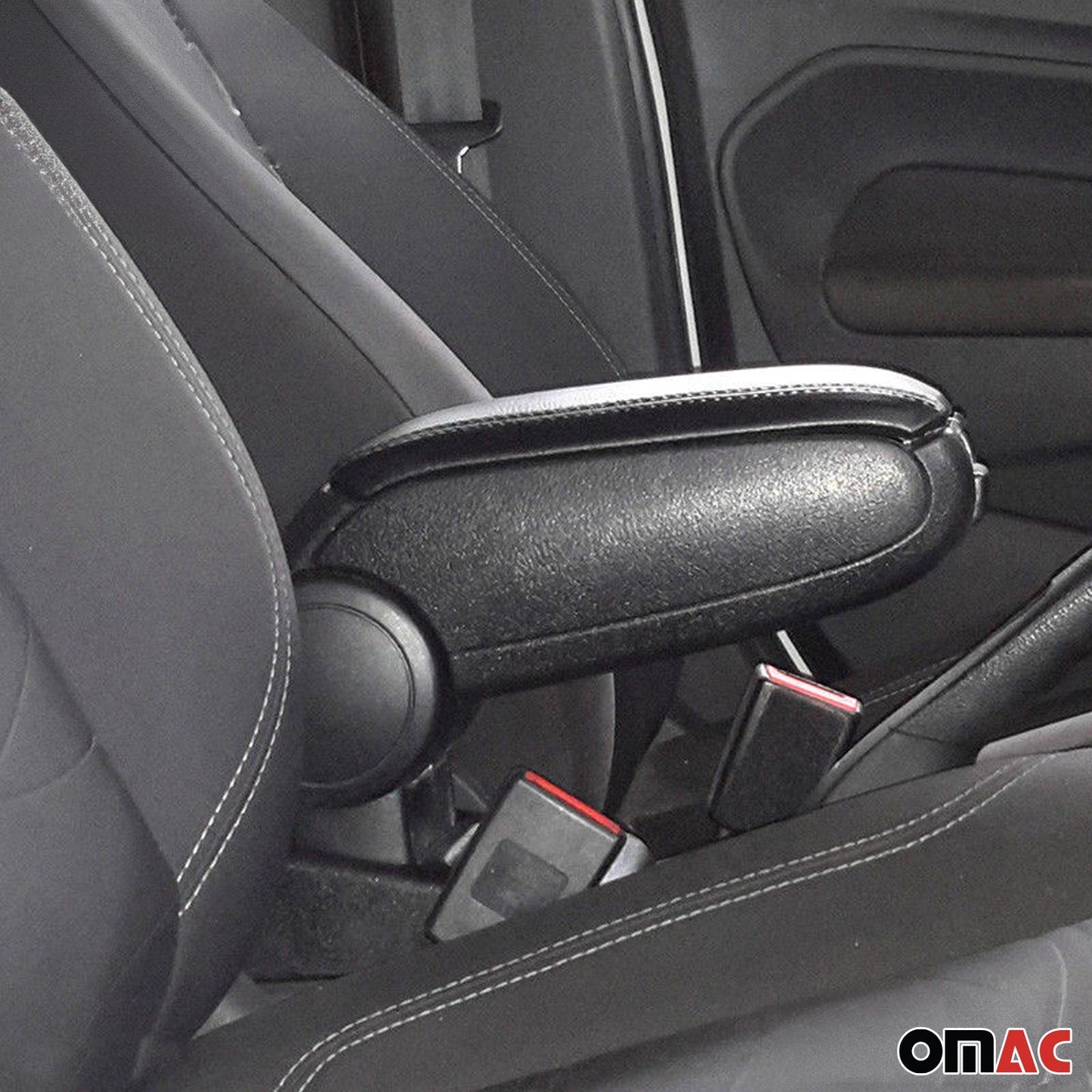 OMAC Black Center Console Armrest for VW Rabbit GTI 2006-2009 Plastic PU Leather 1Pc 7503603