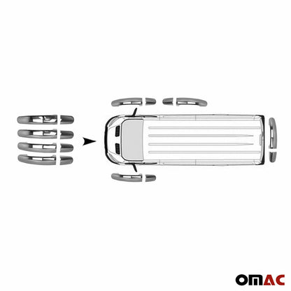 OMAC Fits Ford Transit 150 2015-2021 Chrome Side Door Handle Cover S.Steel 8 Pcs 2624041