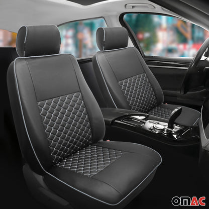 OMAC Leather Seat Cover for Mercedes Benz Vito W447 2014-2023 Diamond Black White 1 4733321A-SB1