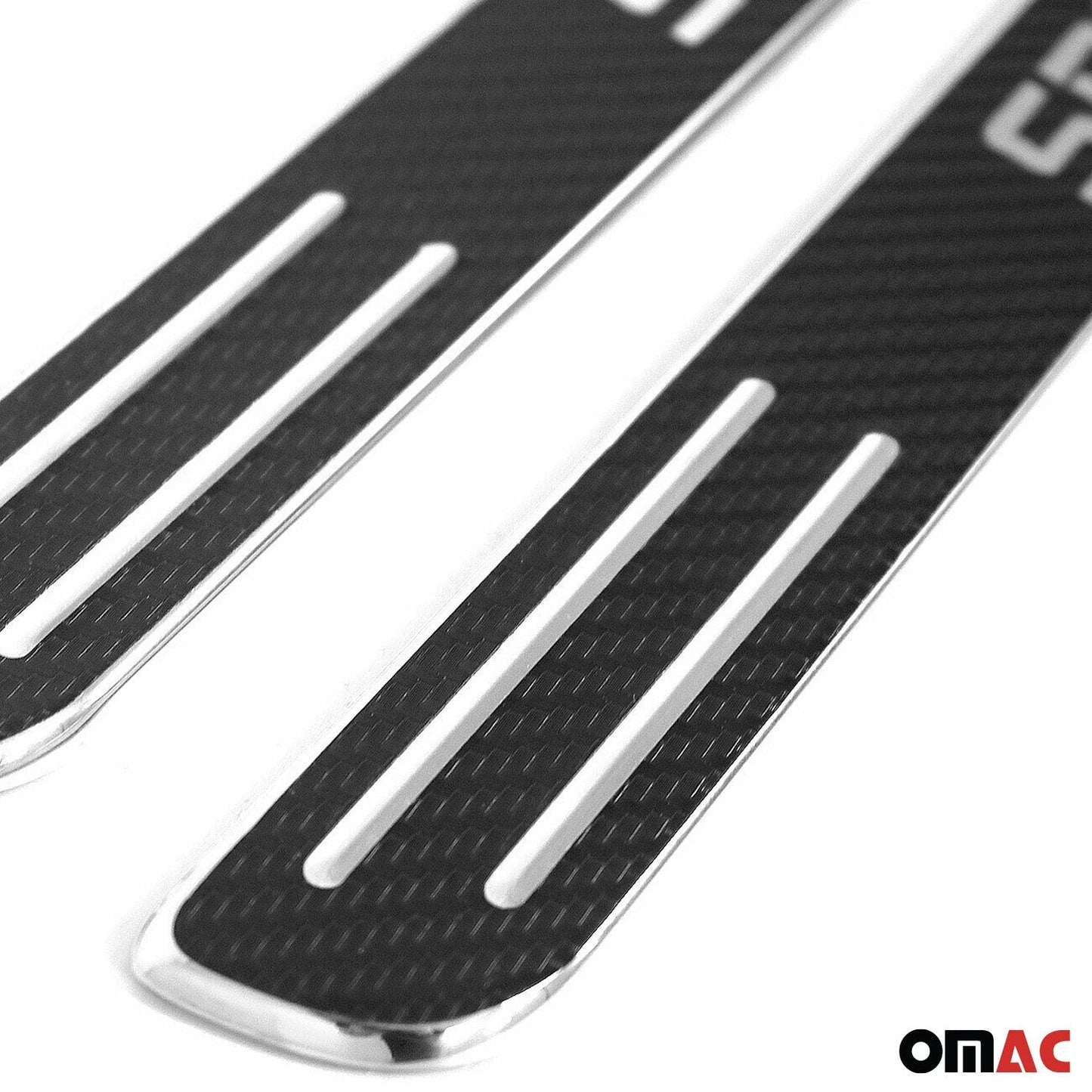 OMAC Door Sill Scuff Plate Scratch Protector for Dodge Ram Sport Steel Carbon Foiled U016936