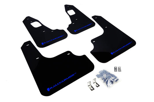 Rally Armor MF10-UR-BLK/BL - 2008-2017 Mitsubishi Lancer GSR/MR/SE/SAM - Black Mud Flap/Blue Logo