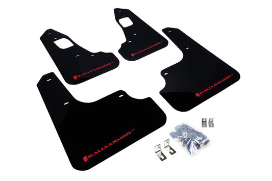 Rally Armor MF10-UR-BLK/RD - 2008-2017 Mitsubishi Lancer GSR/MR/SE/SAM - Black Mud Flap/Red Logo