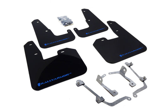 Rally Armor MF15-UR-BLK/BL - 2011-2014 Subaru WRX Hatchback / 2008-2014 Subaru STI Hatchback - Black Mud Flap/Blue Logo