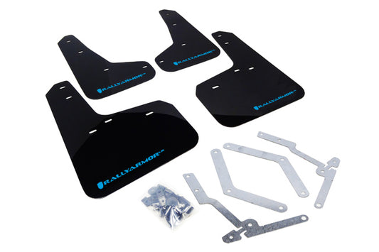 Rally Armor MF27-UR-BLK/NB - 2013-2019 Ford Focus SE Titanium ST RS - Black Mud Flap/Light Blue Logo