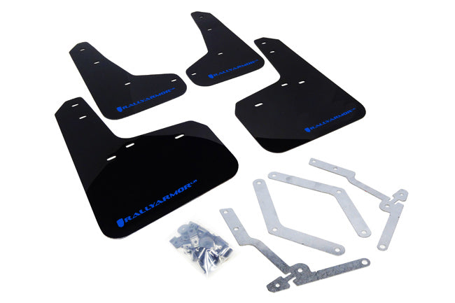 Rally Armor MF27-UR-BLK/BL - 2013-2019 Ford Focus SE Titanium ST RS - Black Mud Flap/Blue Logo
