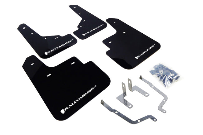 Rally Armor MF31-UR-BLK/WH - 2014-2018 Mazda 3 Grand Touring Sport SV Touring - Black Mud Flap/White Logo