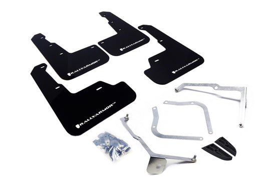 Rally Armor MF32-UR-BLK/WH - 2015-2019 Subaru WRX Sedan / 2015-2019 Subaru STI Sedan - Black Mud Flap/White Logo