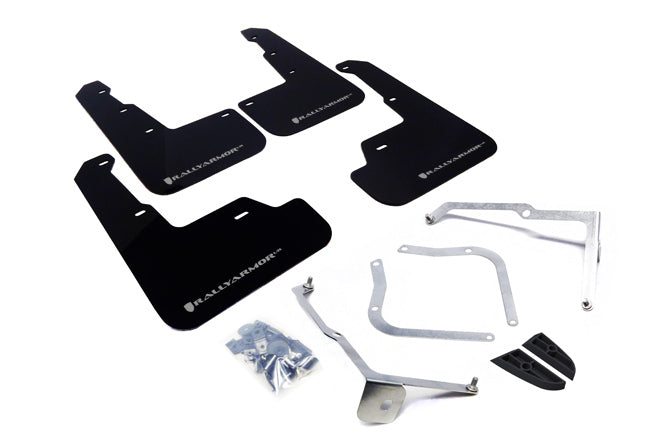 Rally Armor MF32-UR-BLK/SIL - 2015-2019 Subaru WRX Sedan / 2015-2019 Subaru STI Sedan - Black Mud Flap/Silver Logo