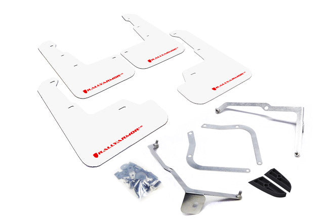 Rally Armor MF32-UR-WH/RD - 2015-2019 Subaru WRX Sedan / 2015-2019 Subaru STI Sedan - White/Red Logo