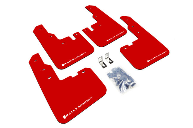 Rally Armor MF41-UR-RD/WH - 2013-2016 Toyota RAV4 - Red Mud Flap/White Logo