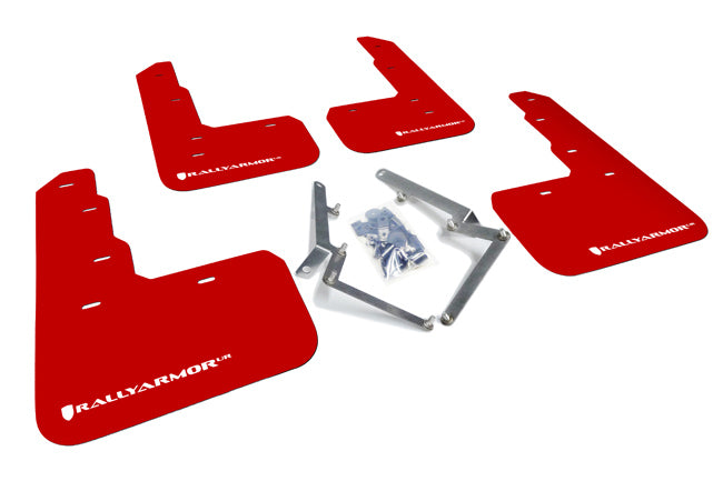 Rally Armor MF47-UR-RD/WH - 2017-2020 Honda Civic Type R - Red Mud Flap/White Logo