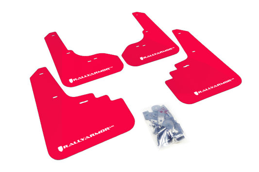 Rally Armor MF4-UR-RD/WH - 2005-2009 Subaru Outback Legacy Outback / 2005-2009 Subaru Legacy Legacy/Outback - Red Mud Flap/White Logo