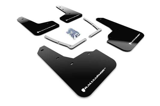 Rally Armor MF50-UR-BLK/WH - 2016-2020 Honda Civic Sedan Coupe - Black Mud Flap/White Logo