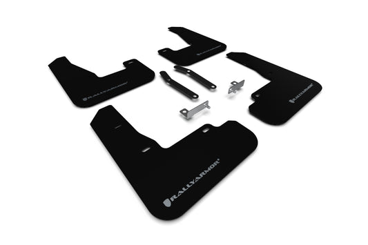 Rally Armor MF59-UR-BLK/SIL - 2019+ Hyundai Elantra Elantra GT N-line I30 N - Black Mud Flap/Silver Logo