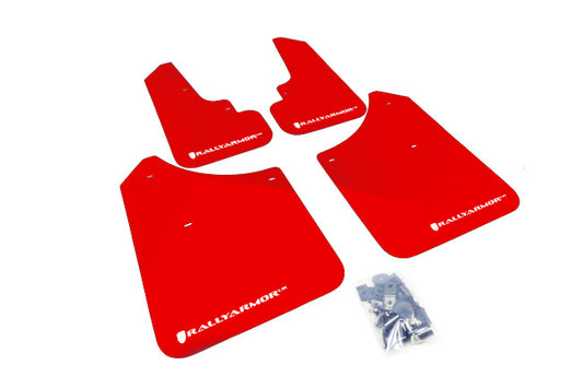 Rally Armor MF5-UR-RD/WH - 2003-2008 Subaru Forester 2.5X/XT - Red Mud Flap/White Logo