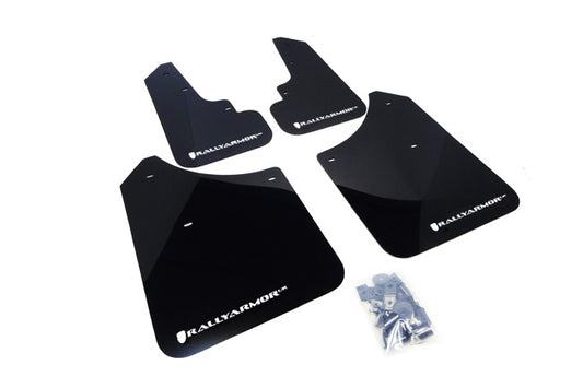 Rally Armor MF5-UR-BLK/WH - 2003-2008 Subaru Forester 2.5X/XT - Black Mud Flap/White Logo