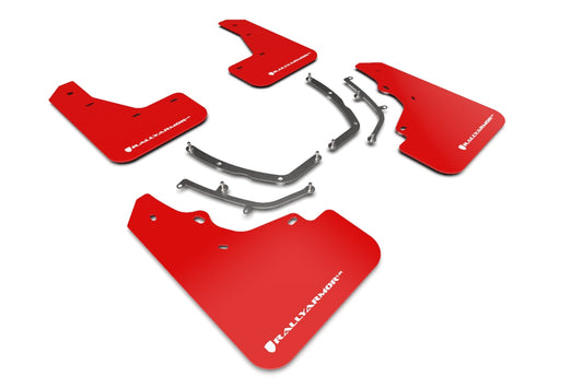 Rally Armor MF61-UR-RD/WH - 2019+ Mazda 3 Hatchback - Red Mud Flap/White Logo