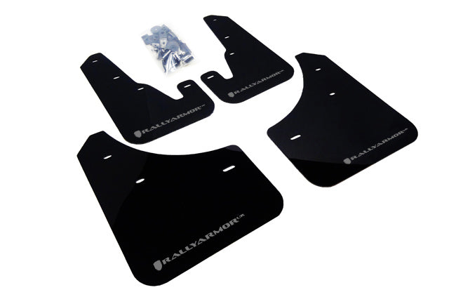Rally Armor MF9-UR-BLK/SIL - 2004-2009 Mazda 3 I/Mazdaspeed/S - Black Mud Flap/Silver Logo