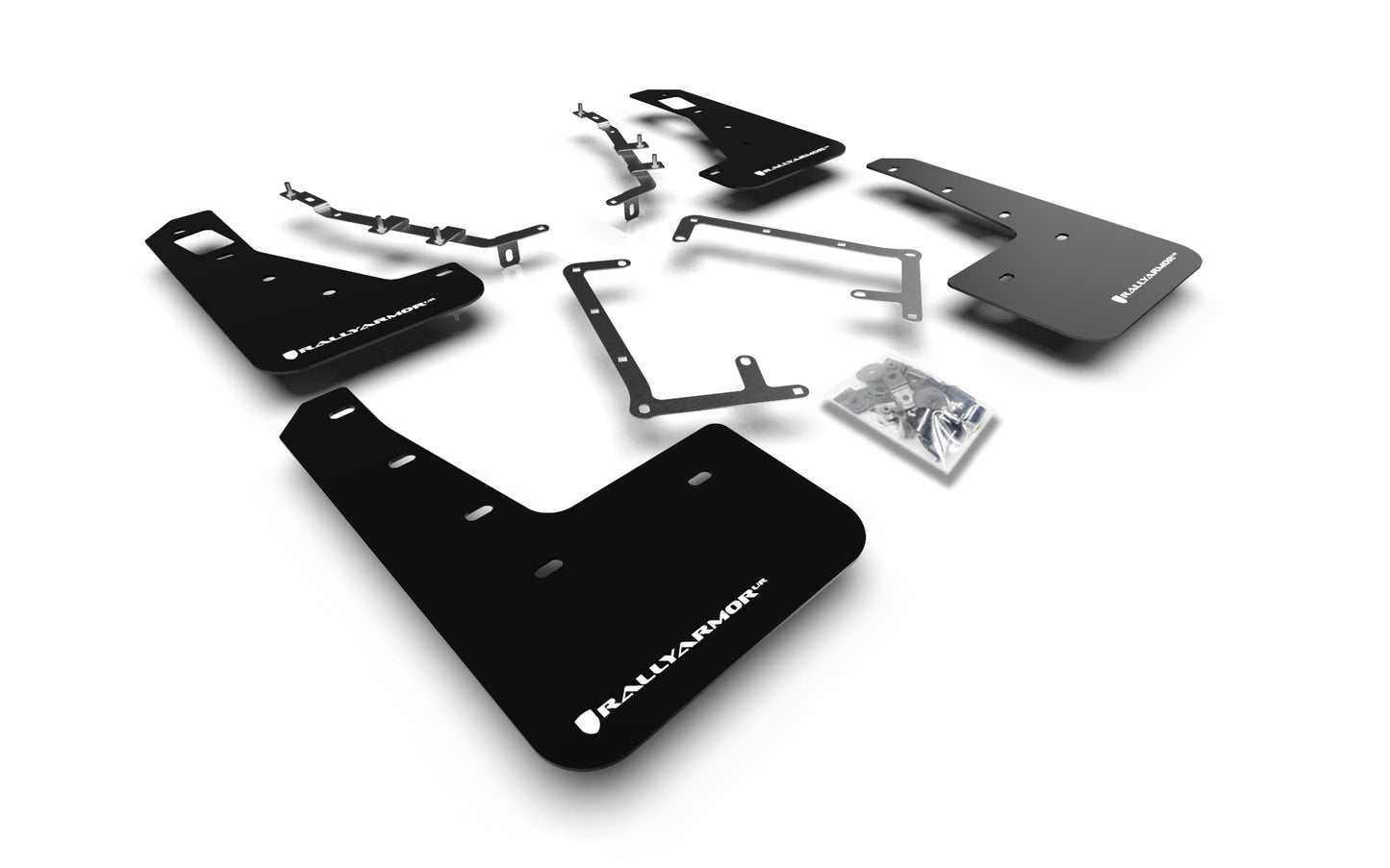 Rally Armor MF56-UR-BLK/WH - 2009-11 Ford Focus Mk2 RS & RS500 - Black Mud Flap/White Logo