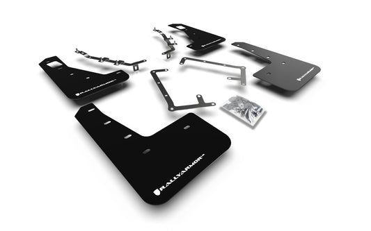 Rally Armor MF56-UR-BLK/WH - 2009-11 Ford Focus Mk2 RS & RS500 - Black Mud Flap/White Logo