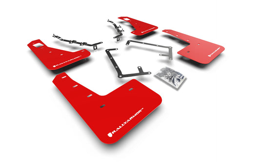 Rally Armor MF56-UR-RD/WH - 2009-11 Ford Focus Mk2 RS & RS500 - Red Mud Flap/White Logo