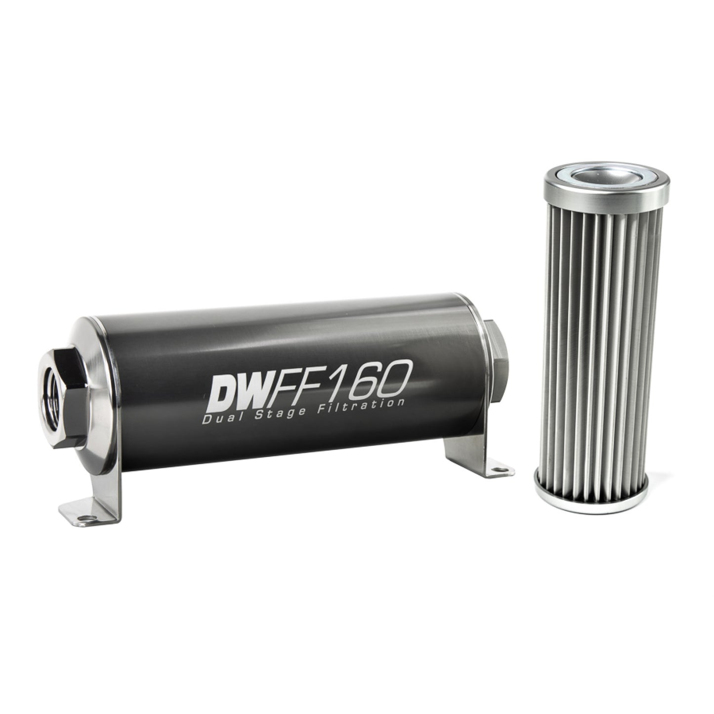 Deatschwerks In-line fuel filter element and housing kit, stainless steel 5 micron, 160mm. Universal DEW-8-03-160-005K