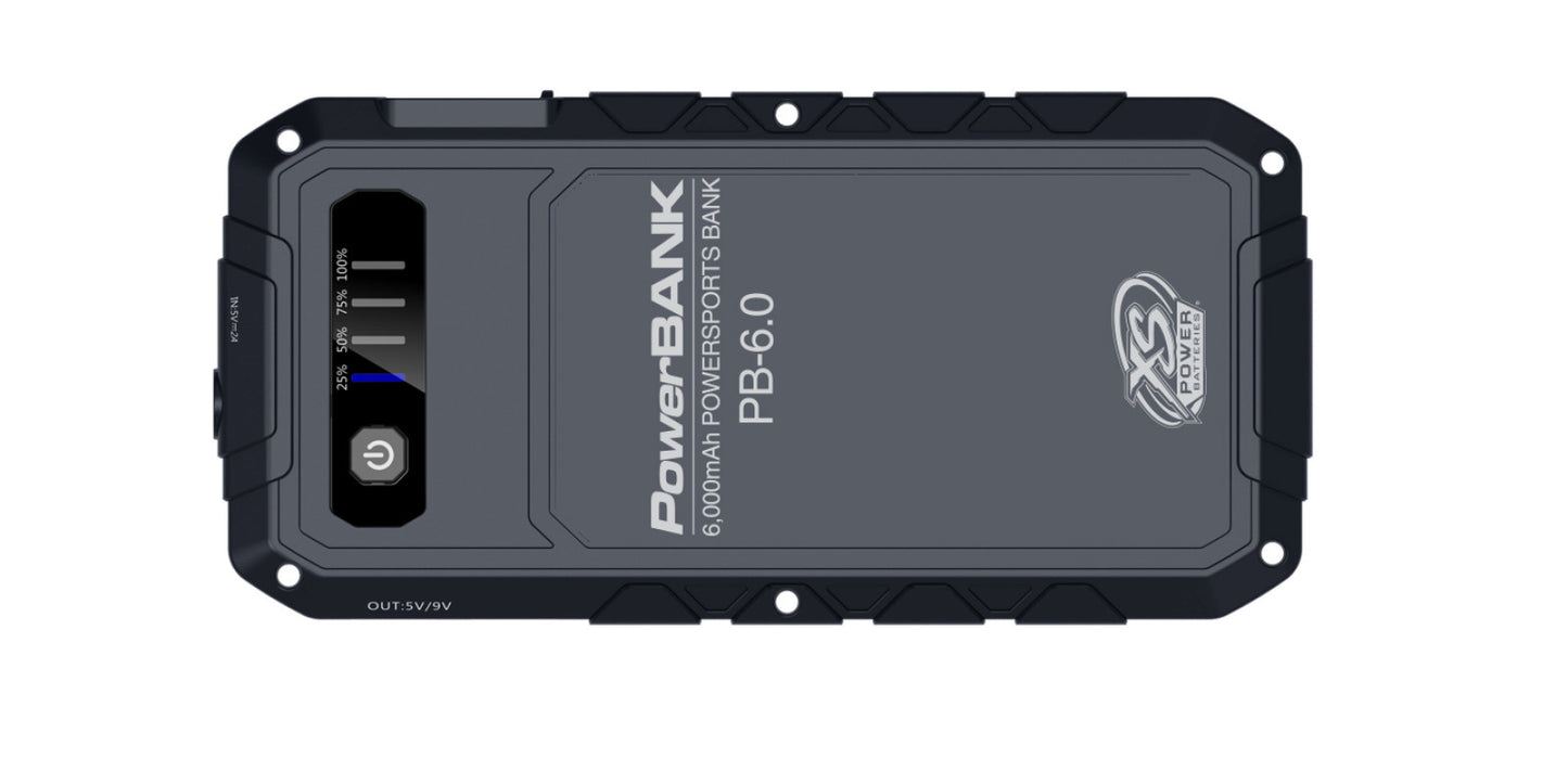 XS Power Batteries 6,000mAh PowerSports Bank. Gray plastic housing PB-6.0