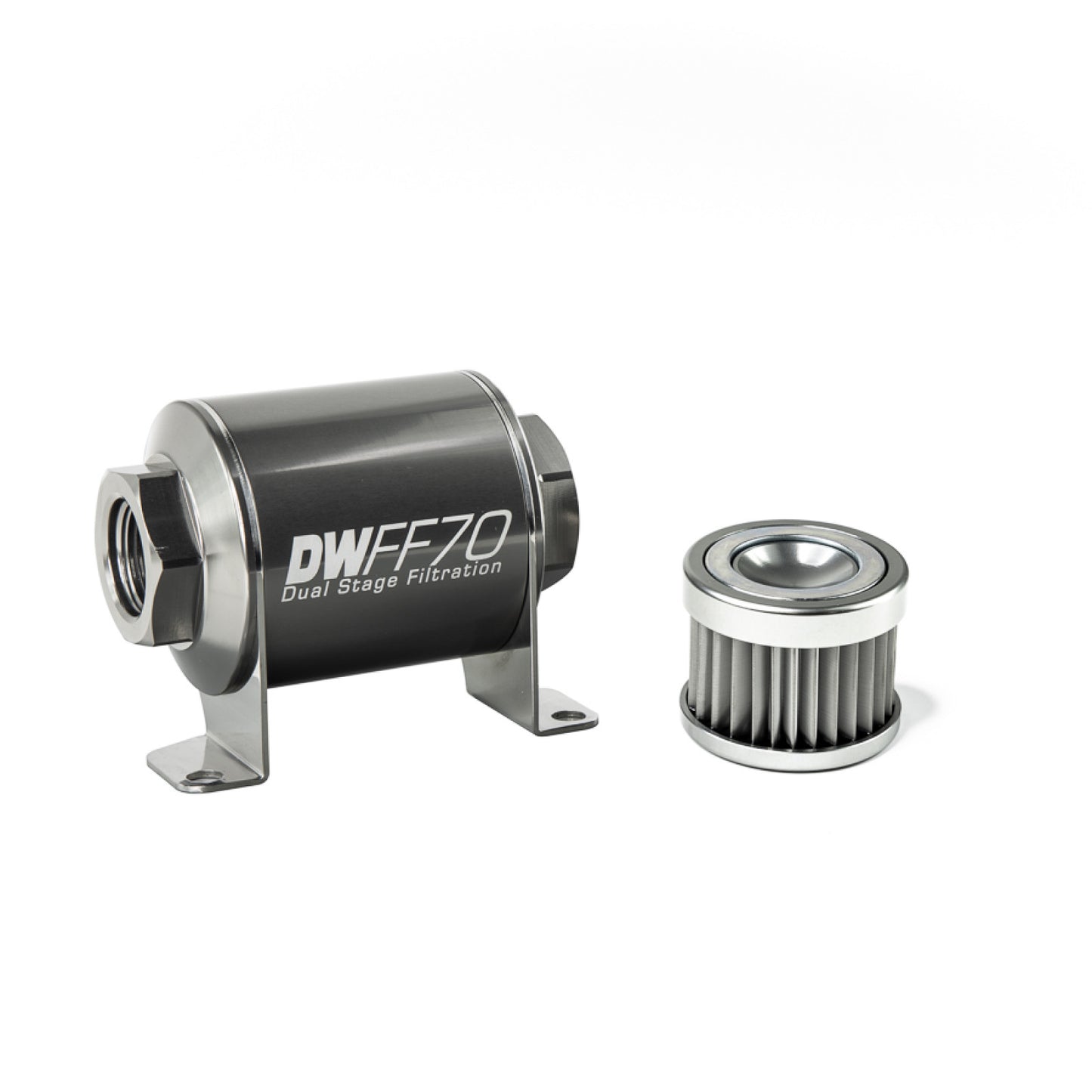 Deatschwerks In-line fuel filter element and housing kit, stainless steel 5 micron, 70mm. Universal DEW-8-03-070-005K