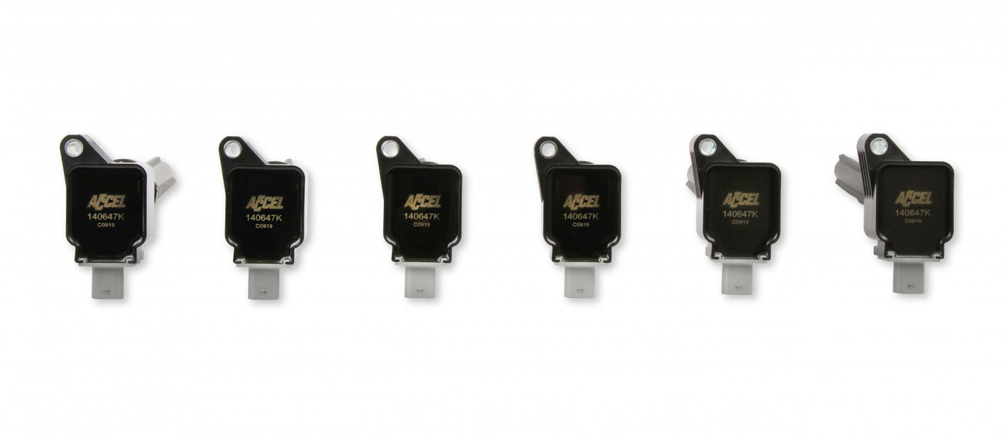 ACCEL Ignition Coil 2017-2020 Ford EcoBoost 3.5L engines, Black, 6-pack 140647K-6