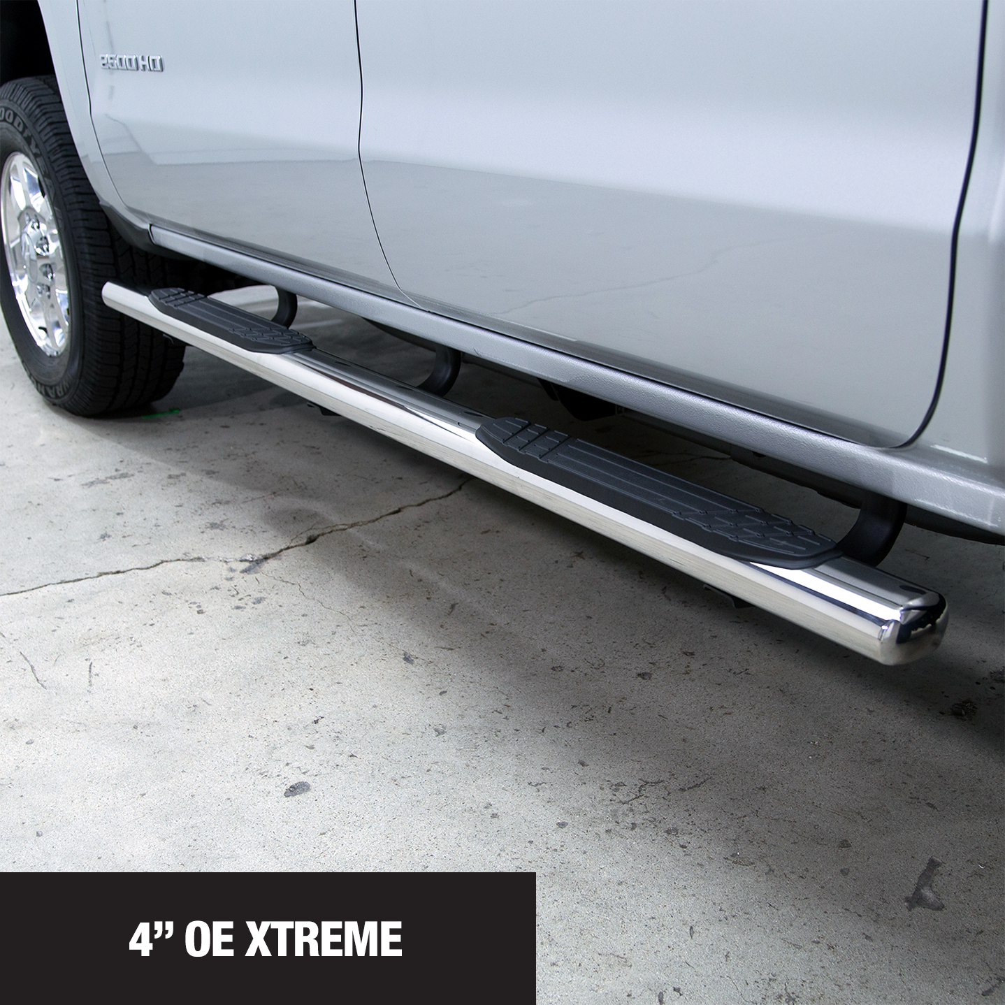 Go Rhino 684415580PS 4" OE Xtreme SideSteps With Mounting Bracket Kit Polished Stainless Steel