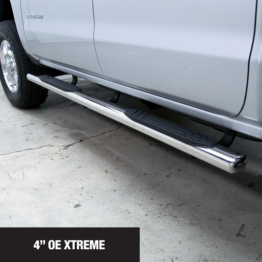 Go Rhino 684490471PS 4" OE Xtreme SideSteps With Mounting Bracket Kit Polished Stainless Steel