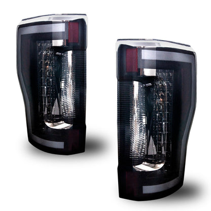 RENEGADE 2017-2018 Ford F-250 Taillights with LED Lightbars & Sequential Turn Signals- Black/Smoke WINJET-CTRNG0563-BS-SQ