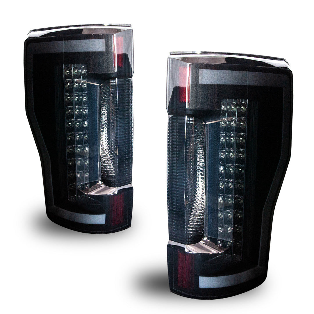 RENEGADE 2017-2018 Ford F-250 Taillights with LED Lightbars & Sequential Turn Signals- Black/Smoke WINJET-CTRNG0563-BS-SQ