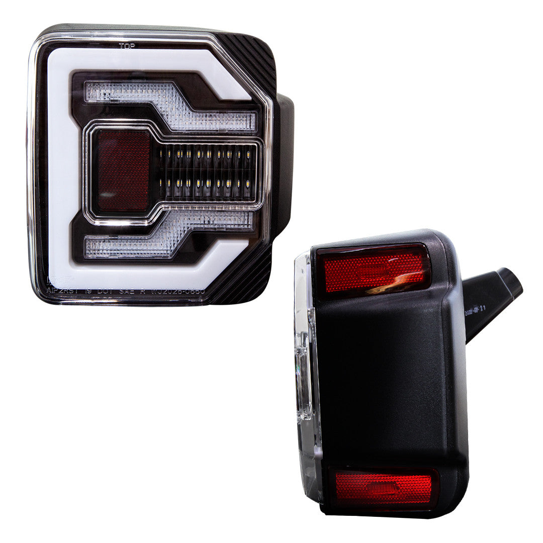 WINJET 2018+ Jeep Wrangler JL&JLU Taillights with LED Lightbars & Sequential Turn Signals- Black/Clear CTRNG0650-BC-SQ