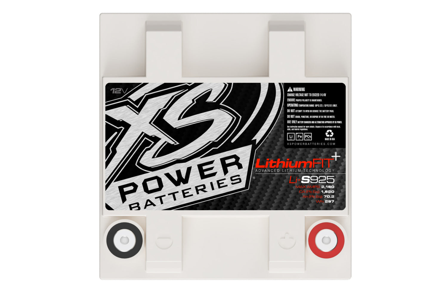 XS Power Batteries Lithium Racing 12V Batteries - M6 Terminal Bolts Included 2160 Max Amps Li-S925