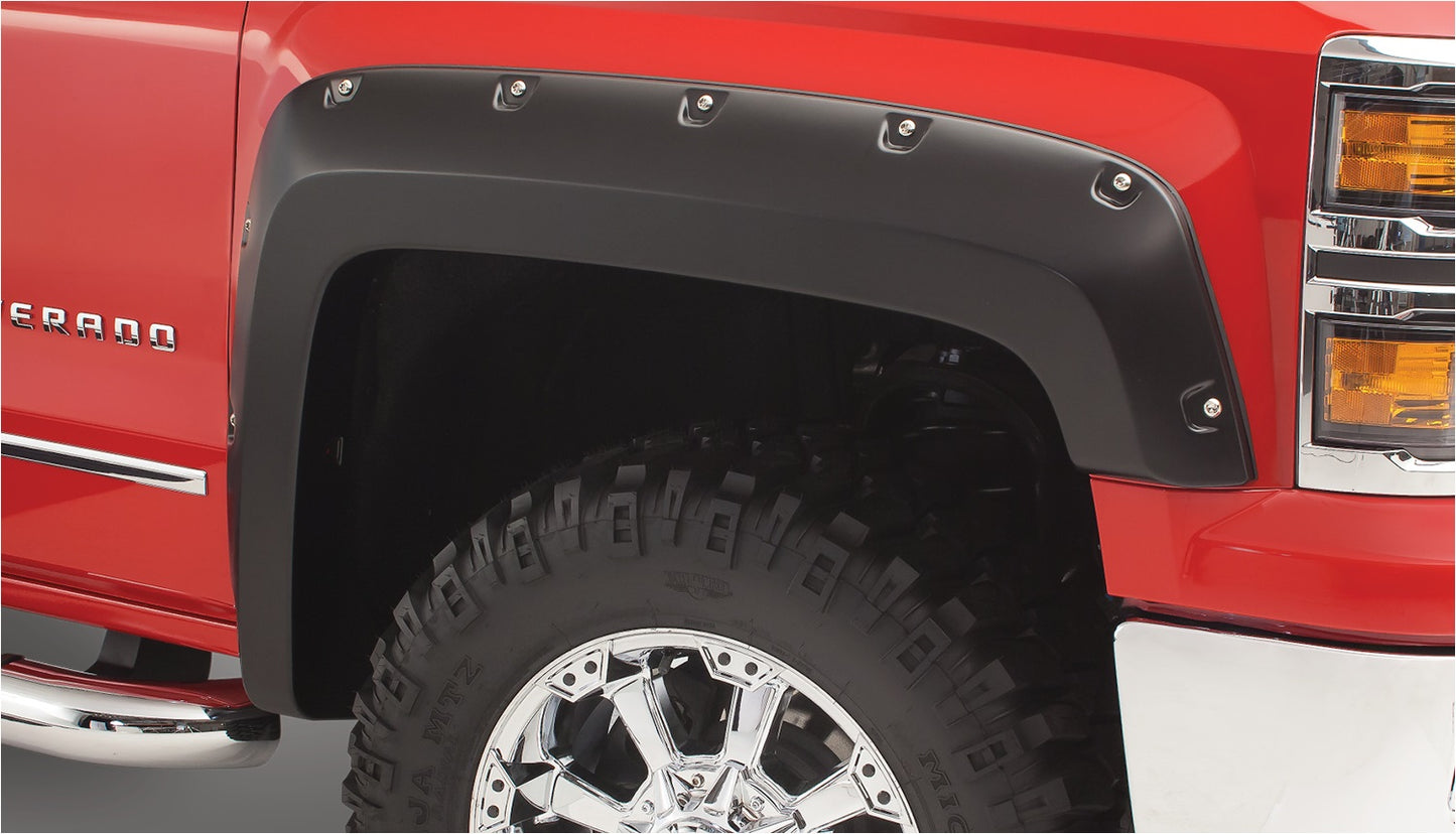Bushwacker 60902-07 Black Pocket/Rivet Style Textured Finish 4-Piece Fender Flare Set For 1986-1995 Suzuki Samurai