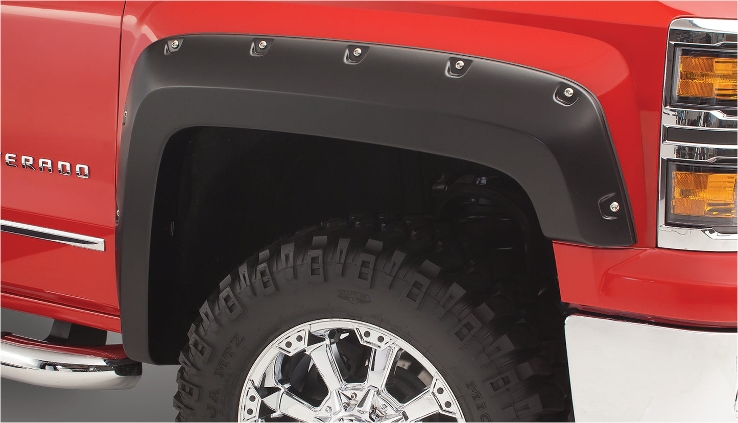 Bushwacker 40115-02 Black Pocket/Rivet Style Smooth Finish Front Fender Flares For 19-23 GMC Sierra 1500