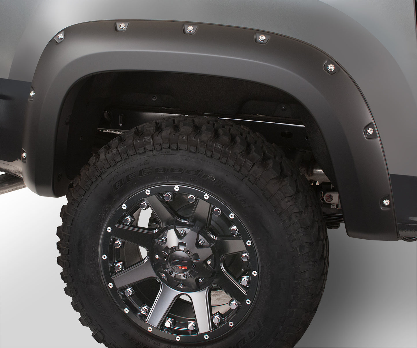 Bushwacker 40102-02 Black Pocket/Rivet Style Smooth Finish Rear Fender Flares For 19-23 GMC Sierra 1500