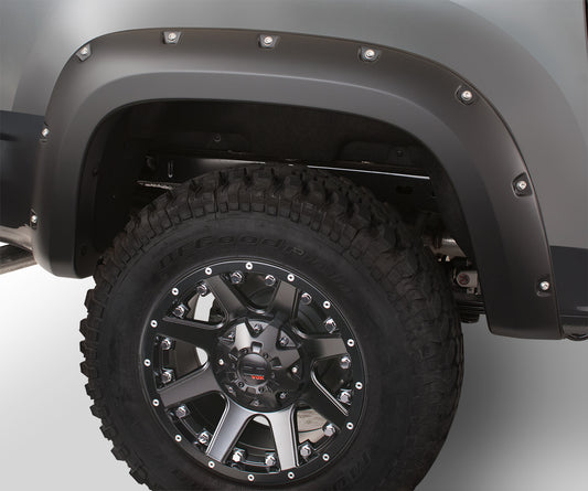 Bushwacker 40102-02 Black Pocket/Rivet Style Smooth Finish Rear Fender Flares For 19-23 GMC Sierra 1500