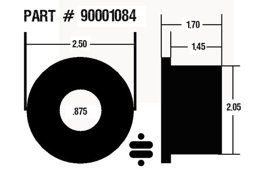 Ridetech Large black polyurethane bushing half - 2" O.D. x 1.7" long. 90001084