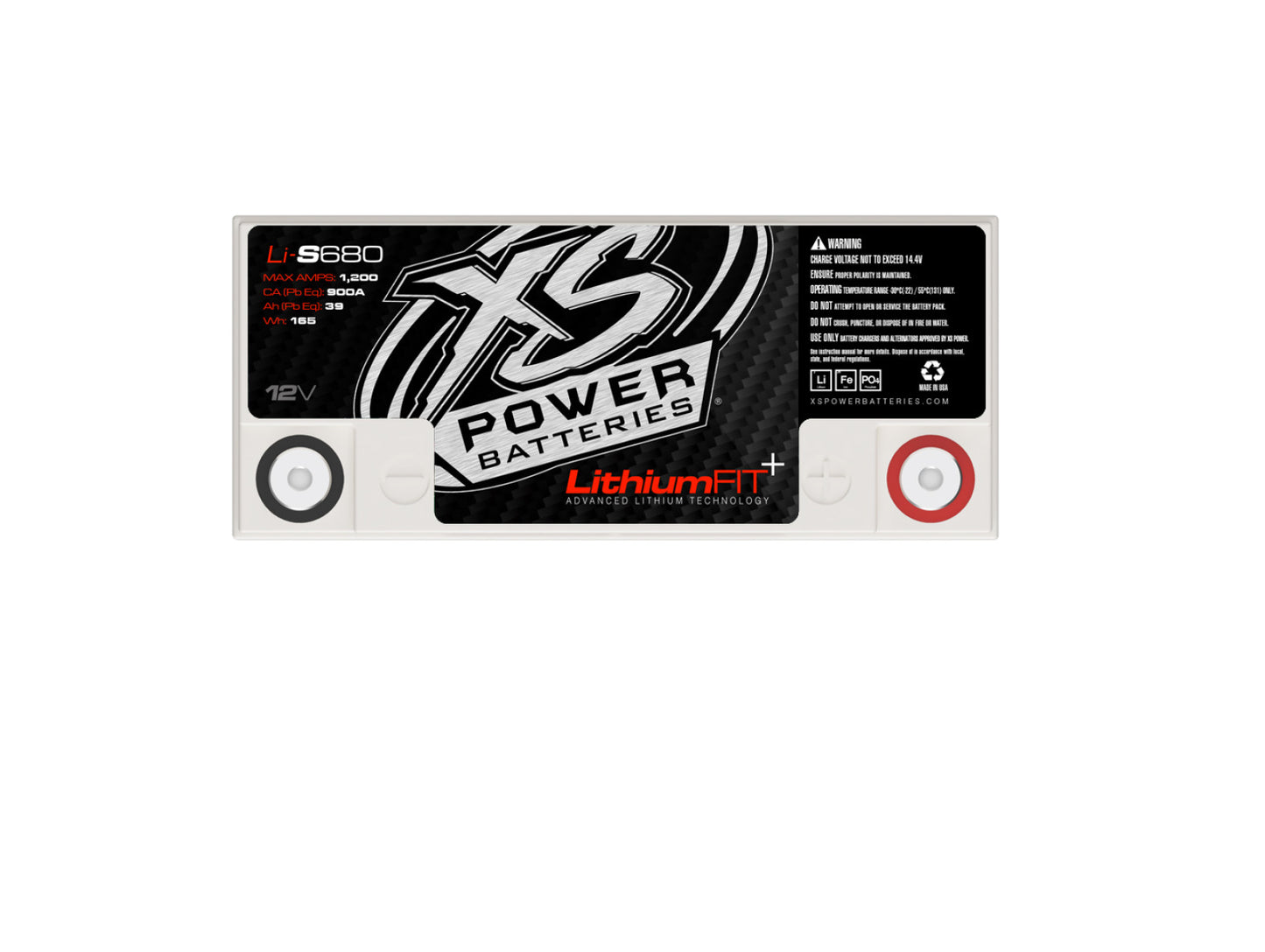 XS Power Batteries Lithium Racing 12V Batteries - M6 Terminal Bolts Included 1200 Max Amps Li-S680