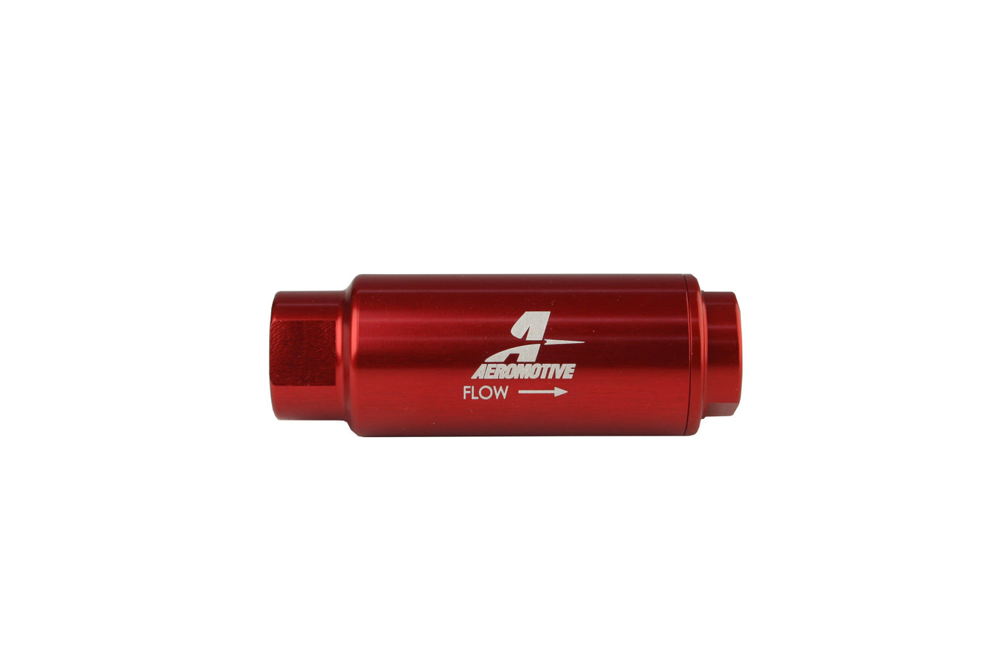 Aeromotive Filter, In-Line, 100-m Stainless Mesh Element, 3/8" NPT Port, Bright-Dip Red, SS Series, 1-1/4" OD 12316