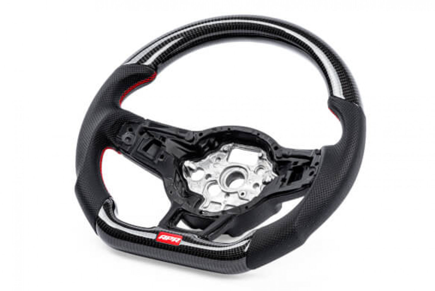APR Steering Wheel - Carbon Fiber & Perforated Leather - MK7 GTI/GLI Red (For Use Without Paddles) MS100205