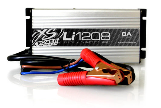 XS Power Batteries 12V, 8A, Lithium Ion Battery Charger, 110V or 230V Universal Input, 14.4V Cut Off Li1208