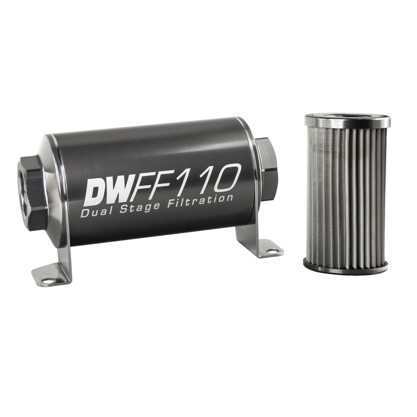 Deatschwerks In-line fuel filter element and housing kit, stainless steel 10 micron, -10AN, 110mm. Universal DEW-8-03-110-010K