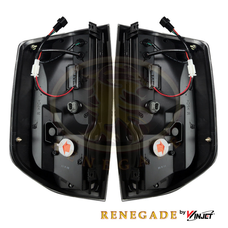 RENEGADE 2014-2021 Toyota Tundra LED Tail Lights - (Gloss Back / Clear & Red Glow Bar) WINJET-CTRNG0377-GBC-RG