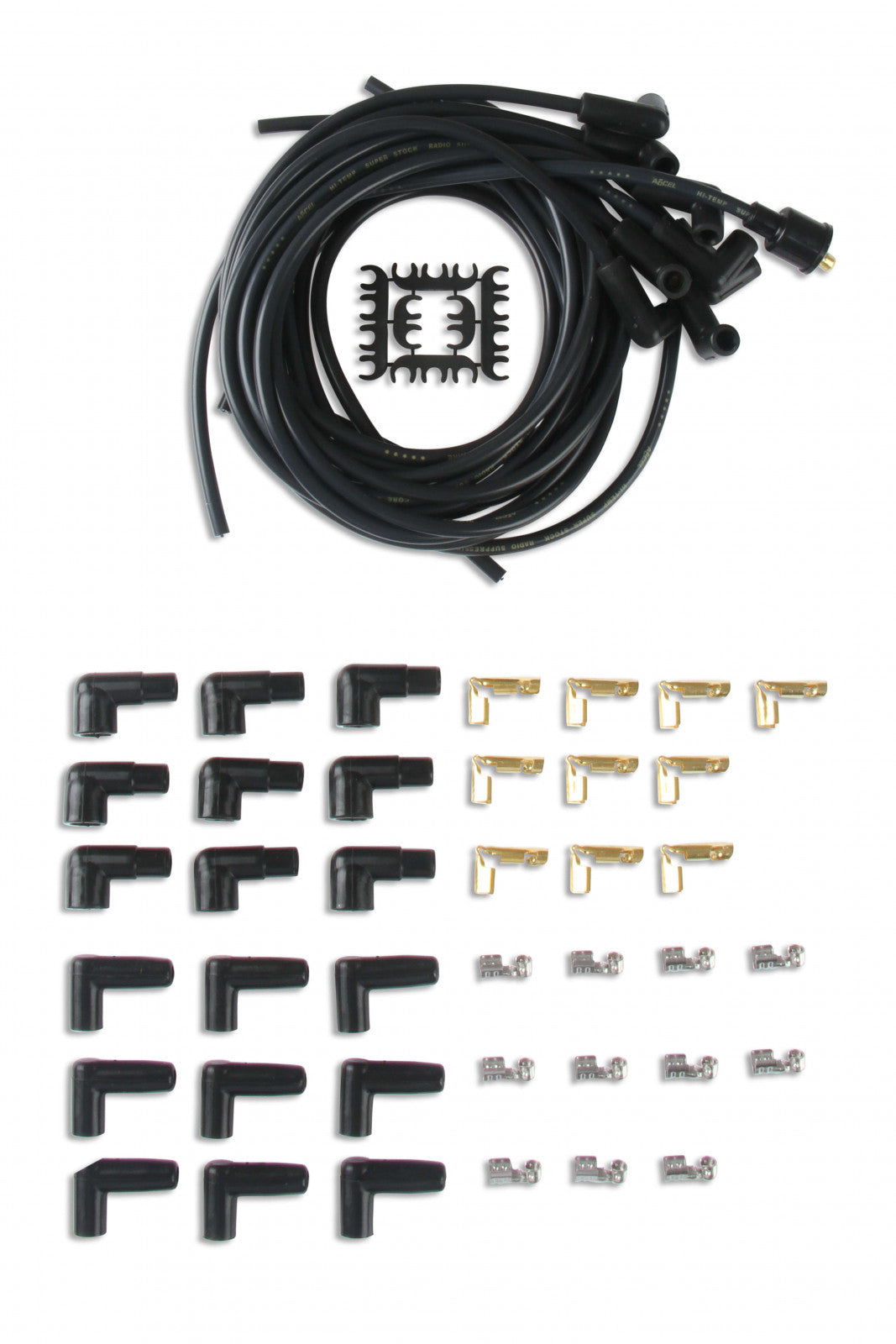 ACCEL Spark Plug Wire Set- 8mm - Black Wire with Black 90 Deg Boots 4041K