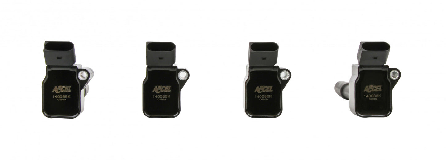 ACCEL Ignition Coils - 2014-2019 VW/Audi 1.8/2.0L Engines, 4-Pack, Black 140088K-4
