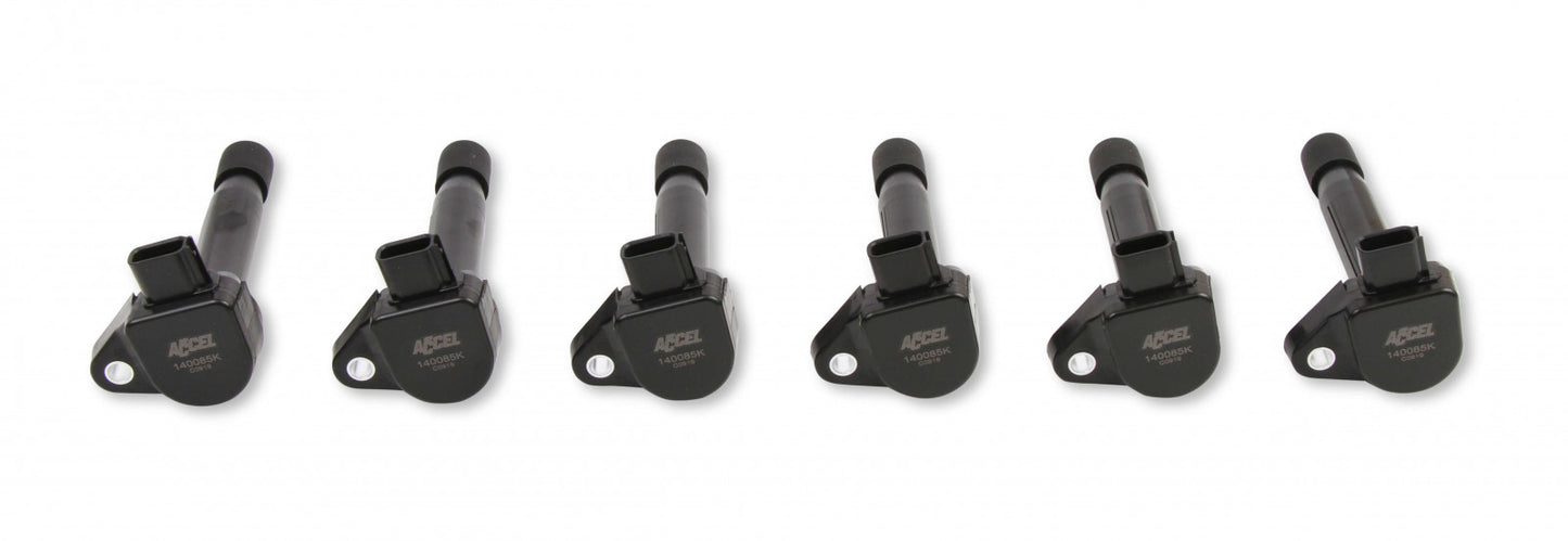 ACCEL Ignition Coil - Honda and Acura 3.0, 3.2, 3.5L, 6-cylinder, Black, 6-Pack 140085K-6