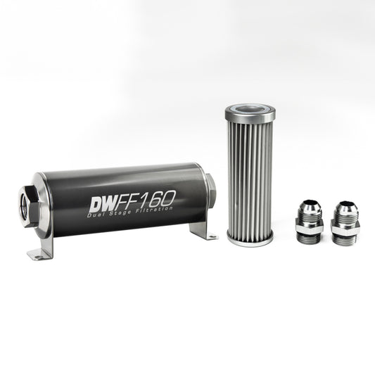 Deatschwerks In-line fuel filter element and housing kit, stainless steel 5 micron, -10AN, 160mm. Universal DEW-8-03-160-005K-10